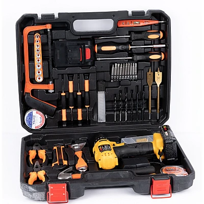 Trusa Bormasina cu percutie 2 acumulatori 24 V 6A + accesorii 110 PIESE Trusa Bormasina cu percutie 2 acumulatori 24 V 6A + accesorii 110 PIESE