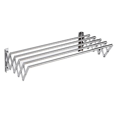 Uscator rufe din aluminiu retractabil cu prindere in perete si 5 bare Uscator rufe din aluminiu retractabil cu prindere in perete si 5 bare