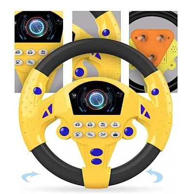 Volan interactiv cu lumini si sunete Learning Simulate Driver galben Volan interactiv cu lumini si sunete Learning Simulate Driver galben