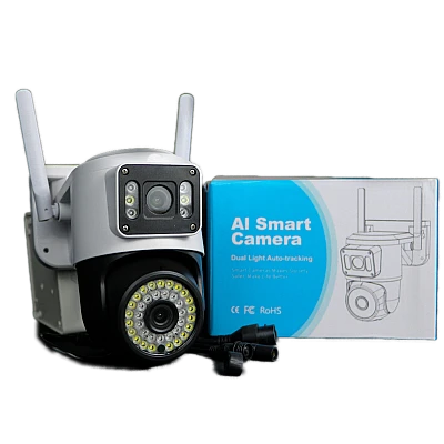 Camera de supraveghere IP 2 EYES VIEW 2 ECRANE in acelasi timp 5.0MPX rotire 360 de grade vedere pe timp de noapte Camera de supraveghere IP 2 EYES VIEW 2 ECRANE in acelasi timp 5.0MPX rotire 360 de grade vedere pe timp de noapte