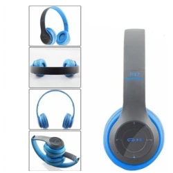 Casti wireless P47 Albastru wireless cu Bluetooth si microfon