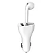Incarcator auto cu casca wireless inclusa conectare bluetooth Alb Incarcator auto cu casca wireless inclusa conectare bluetooth Alb