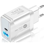 Incarcator de PRIZA PD 18W  cu 2 porturi QC3.0