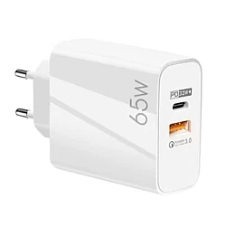 Incarcator de priza putere 65W cu 2 porturi Alb