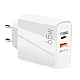 Incarcator de priza putere 65W cu 2 porturi Alb