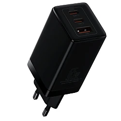 Incarcator retea rapid PD 65W 2xUSB-C + USB NEGRU