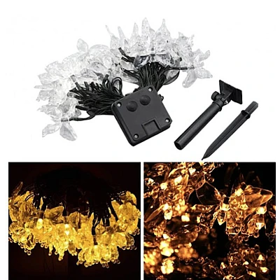Instalatie 1500-11 Solara 50 LED - FLUTURI Crystal, ALB CALD 5m Instalatie 1500-11 Solara 50 LED - FLUTURI Crystal, ALB CALD 5m