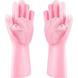 Manusi profesionale din silicon cu perii pentru spalat vasele Manusi profesionale din silicon cu perii pentru spalat vasele