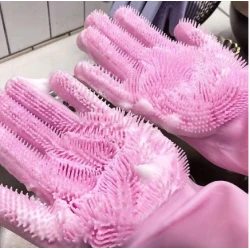 Manusi profesionale din silicon cu perii pentru spalat vasele Manusi profesionale din silicon cu perii pentru spalat vasele