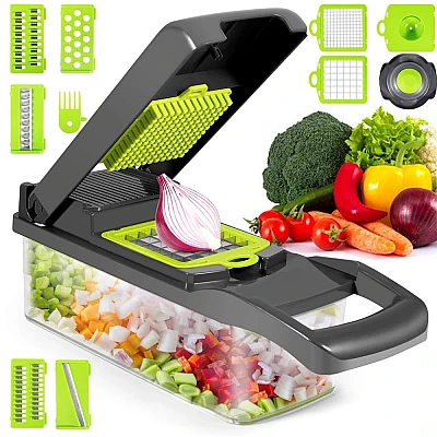 Razatoare multifunctionala Veggie Slicer 16 accesorii incluse lame din otel inoxidabil Razatoare multifunctionala Veggie Slicer 16 accesorii incluse lame din otel inoxidabil