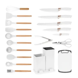 UB Set de 19 MINI piese ALBE ustensile de bucatarie cu tocator si suport depozitare inclus ALBE