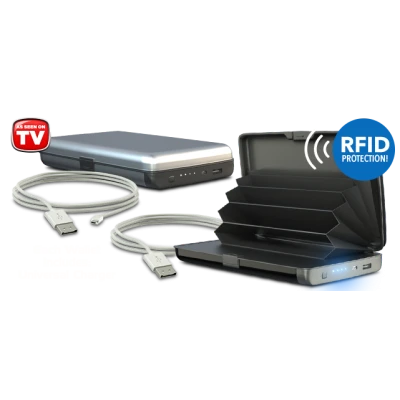 E-Charge Wallet MOV Portofel Carduri si Incarcator Baterie Externa 2in1
