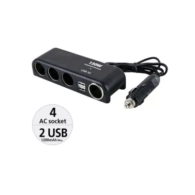 Priza auto Olesson 1525  120W 2 x USB 3 prize + port iesire bricheta