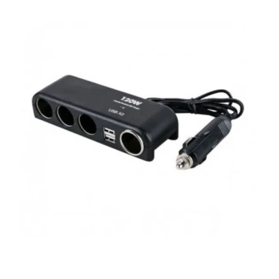 Priza auto Olesson 1525  120W 2 x USB 3 prize + port iesire bricheta