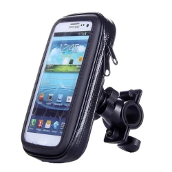 Suport husa telefon pentru bicicleta LX-01 rezistent apa si socuri touchscreen 360* rotativ negru XL