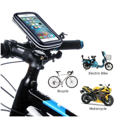 Suport husa telefon pentru bicicleta LX-01 rezistent apa si socuri touchscreen 360* rotativ negru XL