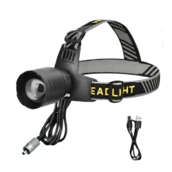 Lanterna frontala LED YM T102 cu zoom profesionala lumina alba/rosie si incarcare USB