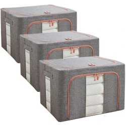 UB Pachet de 3 cosuri de depozitare pentru haine pliabile pentru organizatoare de dulap 24L/66L/100L GRI