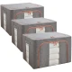 UB Pachet de 3 cosuri de depozitare pentru haine pliabile pentru organizatoare de dulap 24L/66L/100L GRI