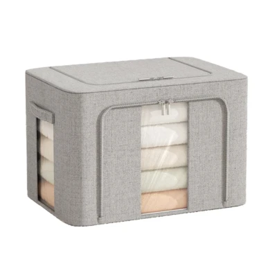 UB Pachet de 3 cosuri de depozitare pentru haine pliabile pentru organizatoare de dulap 24L/66L/100L GRI