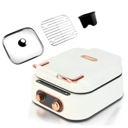 Gratar electric multifuncțional 7 in 1 Hot Pot Grill 1500W capac sticla design elegant LEE 804