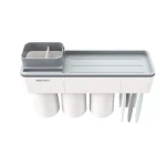 Suport Dispenser pasta de dinti cu 3 pahare magnetice 4 periute