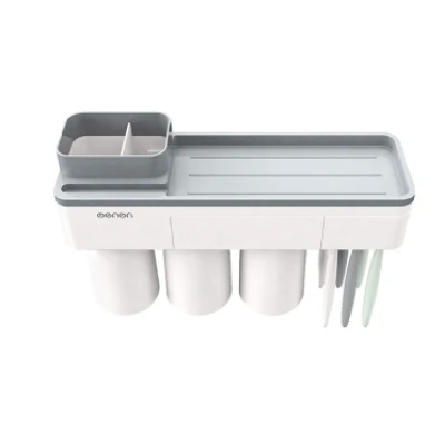 Suport Dispenser pasta de dinti cu 3 pahare magnetice 4 periute