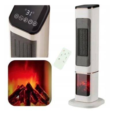 Semineu Electric 2000W cu efect de flacara 2 trepte incalzire cu termostat si telecomanda Dispay LED