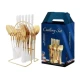 Set tacamuri 24 piese cu suport otel inoxidabil ALB AURIU