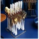 Set tacamuri 24 piese cu suport otel inoxidabil ALB AURIU