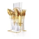 Set tacamuri 24 piese cu suport otel inoxidabil ALB AURIU