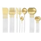 Set tacamuri 24 piese cu suport otel inoxidabil ALB AURIU