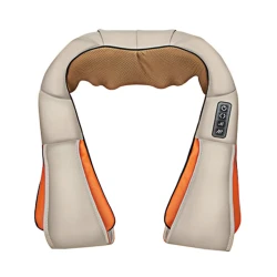 Aparat de masaj cervical miscare de rotatie functie de incalzire 4 trepte de viteza 2 programe adaptor auto Bej
