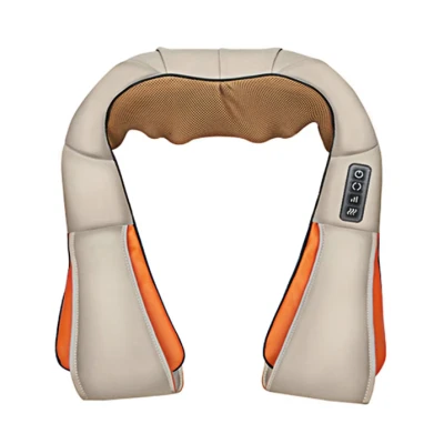 Aparat de masaj cervical miscare de rotatie functie de incalzire 4 trepte de viteza 2 programe adaptor auto Bej