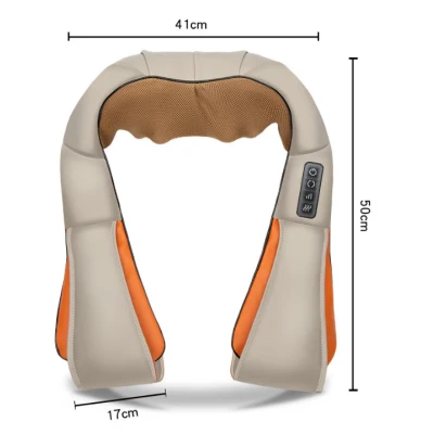 Aparat de masaj cervical miscare de rotatie functie de incalzire 4 trepte de viteza 2 programe adaptor auto Bej