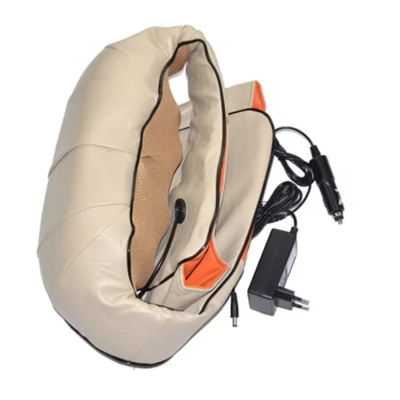 Aparat de masaj cervical miscare de rotatie functie de incalzire 4 trepte de viteza 2 programe adaptor auto Bej