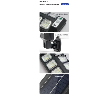 Lampa solara LED 3 moduri iluminare Senzor miscare Telecomanda Negru SH 804B