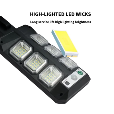 Lampa solara LED 3 moduri iluminare Senzor miscare Telecomanda Negru SH 804B