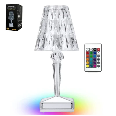 UB Veioza LED Crystal Touch RGB cu acumulator incarcare USB si telecomanda lumina RGB