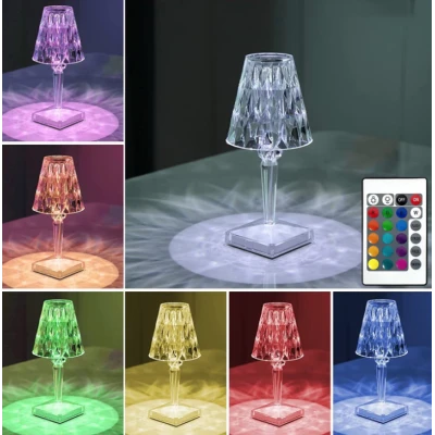 UB Veioza LED Crystal Touch RGB cu acumulator incarcare USB si telecomanda lumina RGB