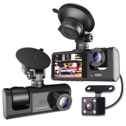 Camera video de bord auto 1080P HD TRIPLA senzor G DVR camera cu unghi de vizualizare de 170 grade