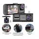 Camera video de bord auto 1080P HD TRIPLA senzor G DVR camera cu unghi de vizualizare de 170 grade