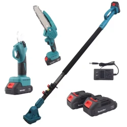 Set foarfeca gradina eelctrica si mini drujba 2 acumulatori 48V cu brat telescopic