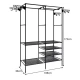 Suport pentru haine din metal 6 rafturi cu 2 bare de suspendare 86x30x180cm ALB
