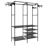 Suport pentru haine din metal 6 rafturi cu 2 bare de suspendare 86x30x180cm ALB