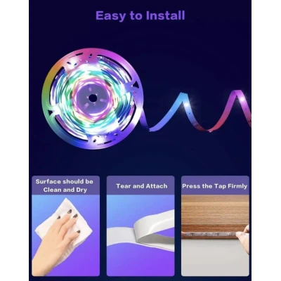 Banda LED RGB autoadeziva cu functie de sunet Bluetooth si telecomanda Q ST50