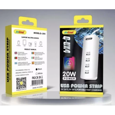 Priza multipla Q UX4 cu 4 porturi USB incarcare rapida 20w