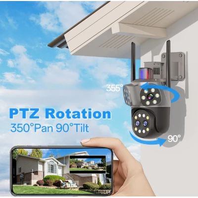 Camera supraveghere WiFi 4 lentile interfon bidirectional 6 megapixeli vizibilitate nocturna HD zoom 10x JT 8856