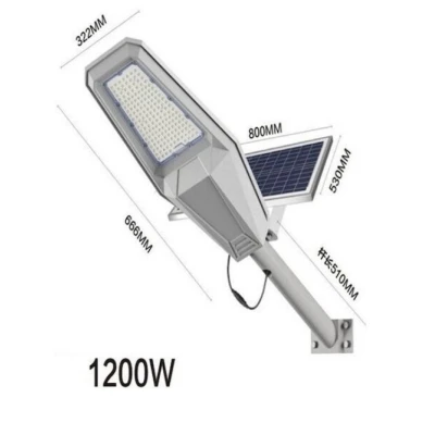 Lampa solara stradala JORTAN 1200W cu telecomanda IP67 6500k aluminiu