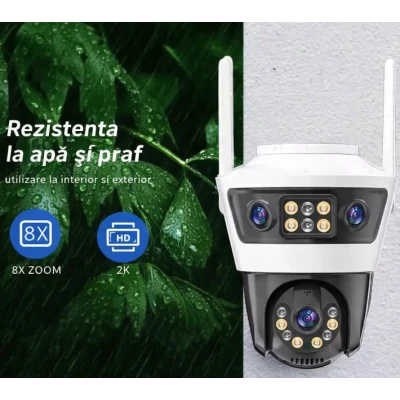 Camera de supraveghere WiFi Jortan 6 de 9MP tip (3+3+3) Full HD exterior sau interior senzor de miscare